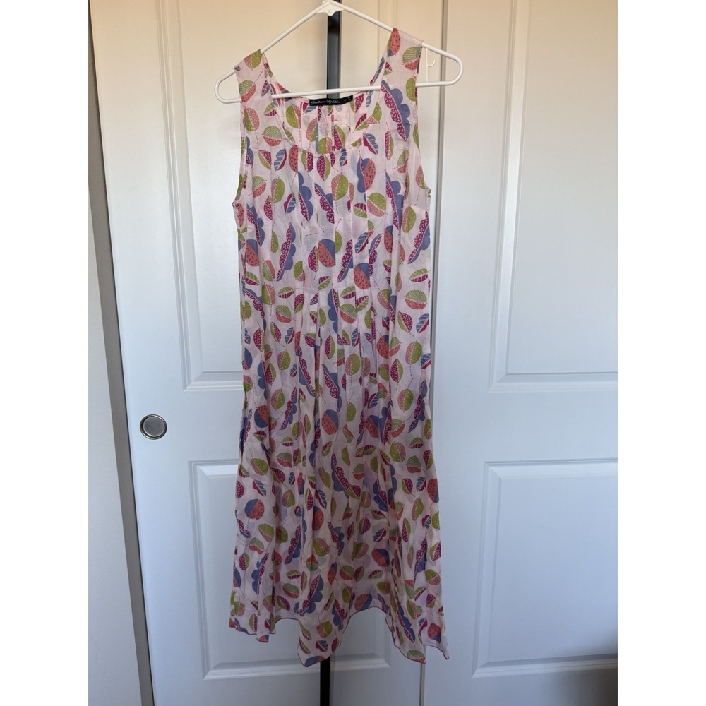 gudrun sjödén sleeveless leaf print midi dress pink Organic Cotton Size M